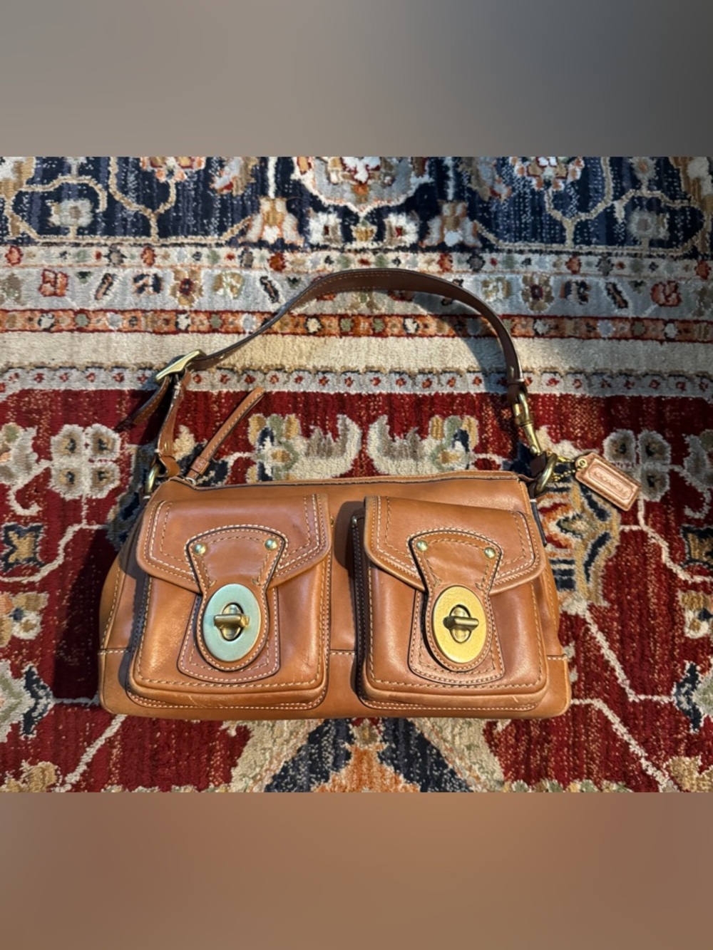 Coach F12868 Vintage 65th Anniversary Butterscotch Double Turn lock Shoulder Bag